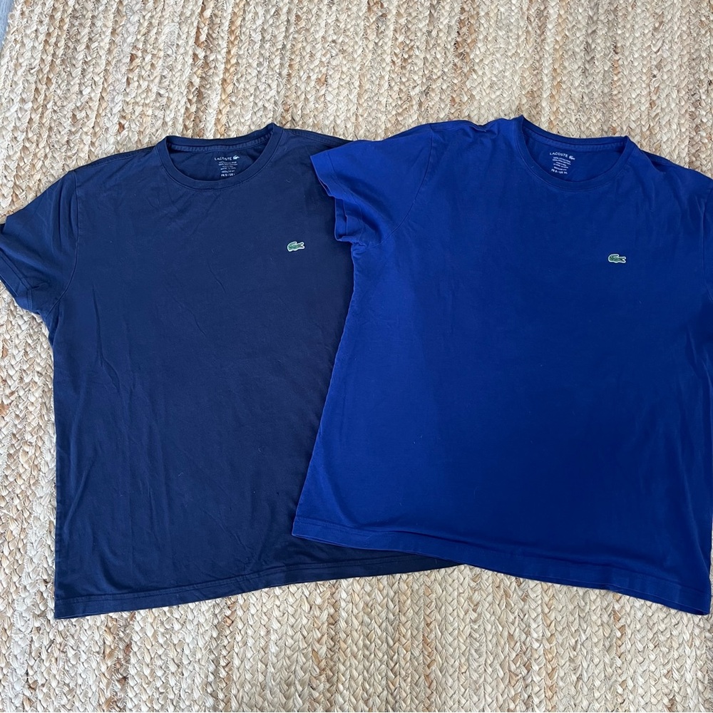 2 Blue Lacoste Pima Cotton T-Shirts